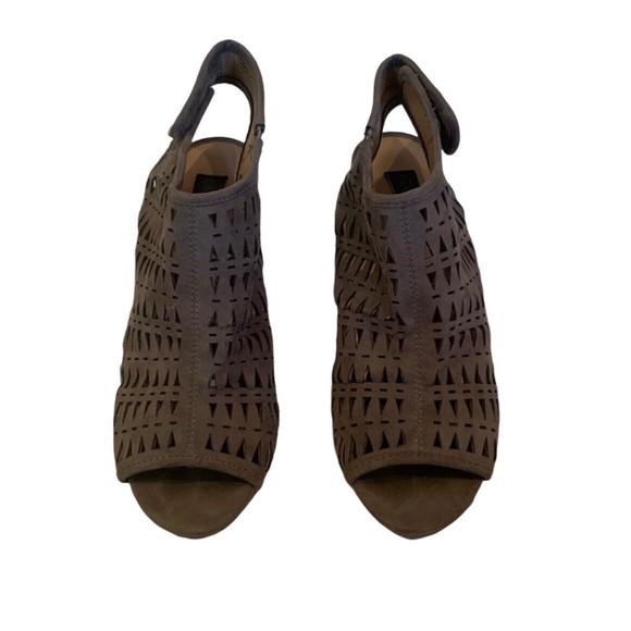 David Aaron Perforated Peep Toe Booties Taupe Size 7.5 - Picture 2 of 8